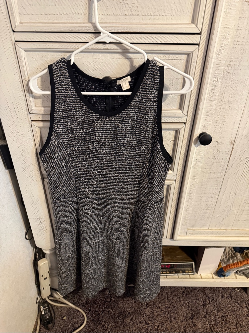 J. Crew Black and White Textured Midi Dress